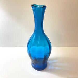 Vintage Mid Century Blenko Blue Optic Vase